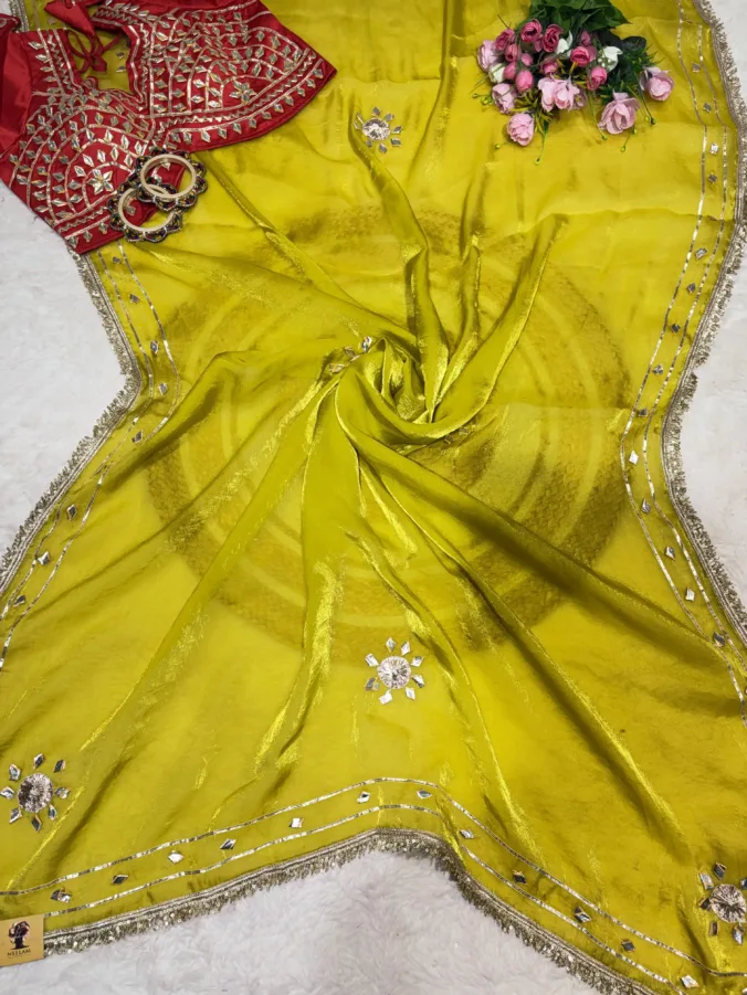 NEELAM TRADERS NEW LAUNCH Trending Stitched aangi blouse saree with kacha gotta work