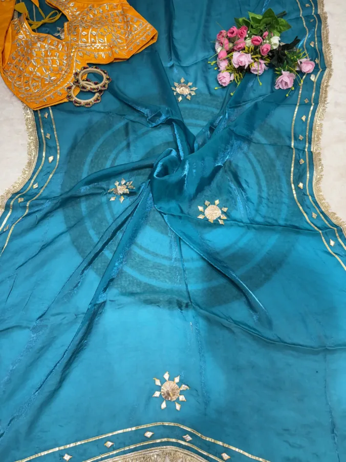 NEELAM TRADERS NEW LAUNCH Trending Stitched aangi blouse saree with kacha gotta work
