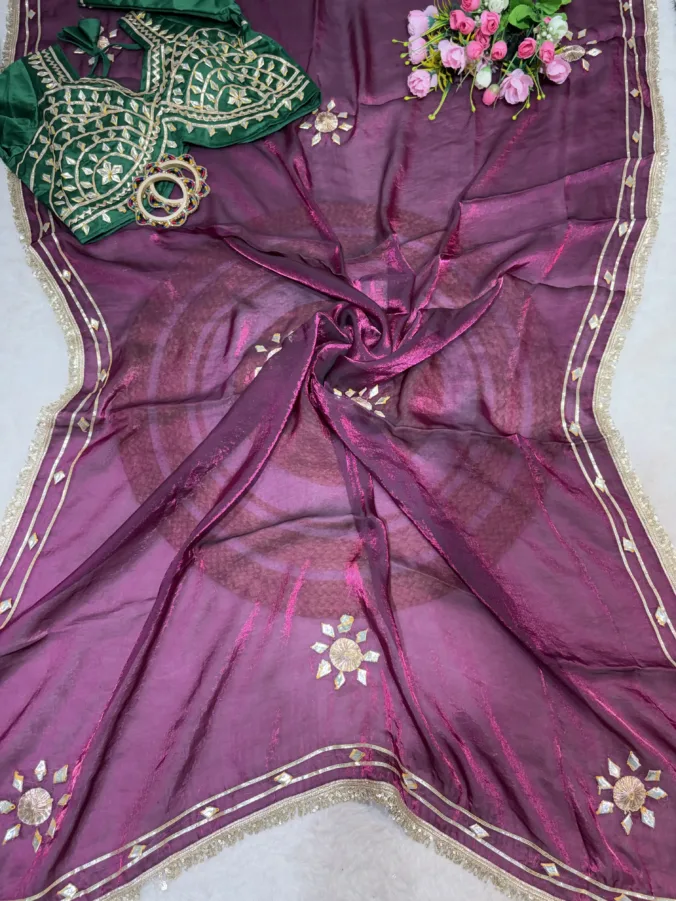 NEELAM TRADERS NEW LAUNCH Trending Stitched aangi blouse saree with kacha gotta work