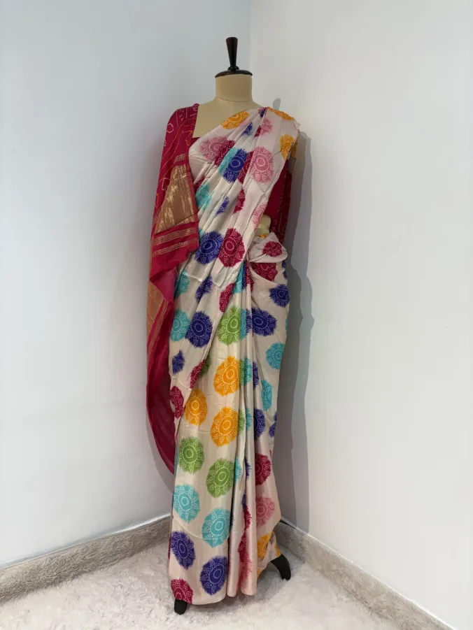 NEELAM TRADERS NEW LAUNCH New bandhej saree in modal silk fabric with lakdi patta