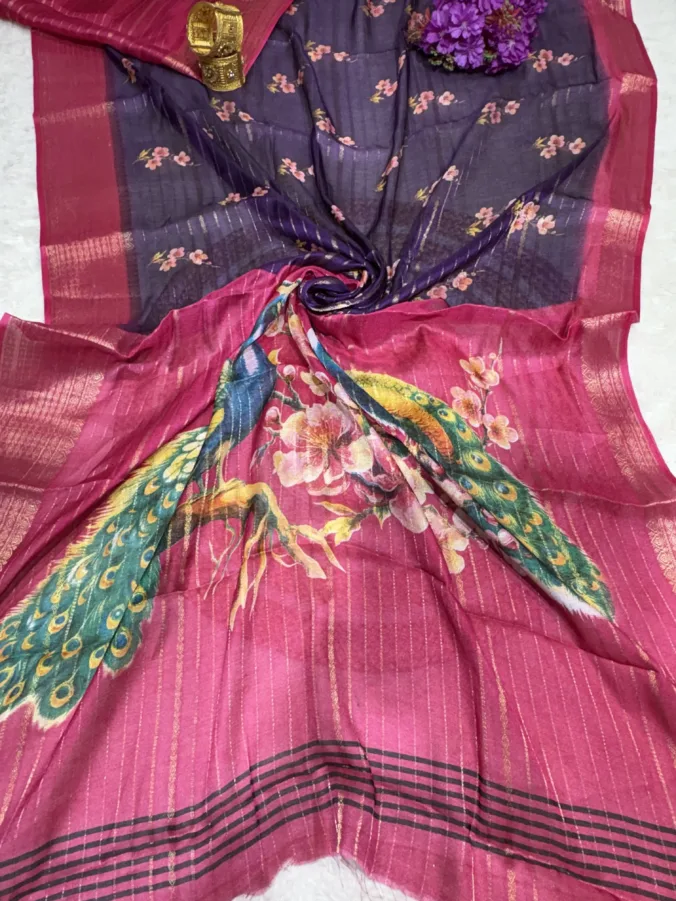 NEELAM TRADERS NEW LAUNCH Digital print pallu with all over Zari weaving saree in soft georgette fabric
