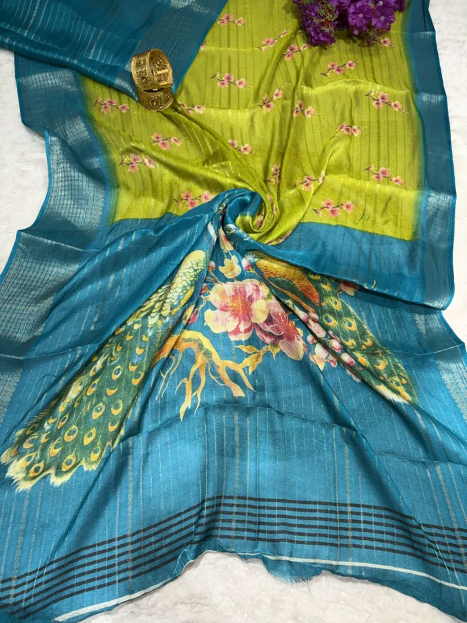 NEELAM TRADERS NEW LAUNCH Digital print pallu with all over Zari weaving saree in soft georgette fabric