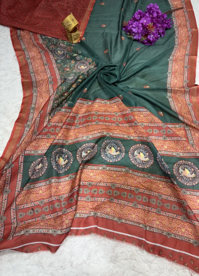 NEELAM TRADERS NEW LAUNCH Kalamkari saree in soft silk fabric in regular wear