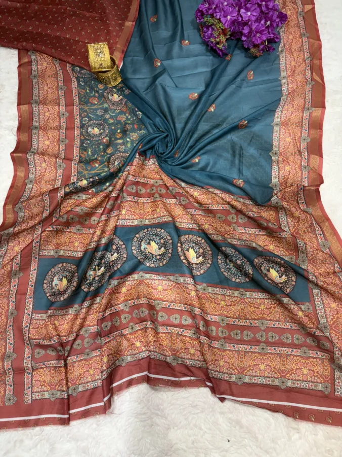 NEELAM TRADERS NEW LAUNCH Kalamkari saree in soft silk fabric in regular wear
