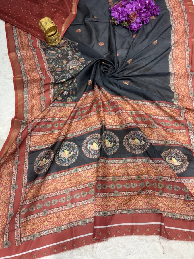 NEELAM TRADERS NEW LAUNCH Kalamkari saree in soft silk fabric in regular wear