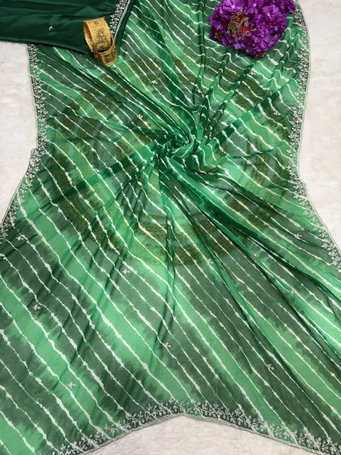 NEELAM TRADERS NEW LAUNCH Laheriya saree with trending pithon work in soft georgette fabric