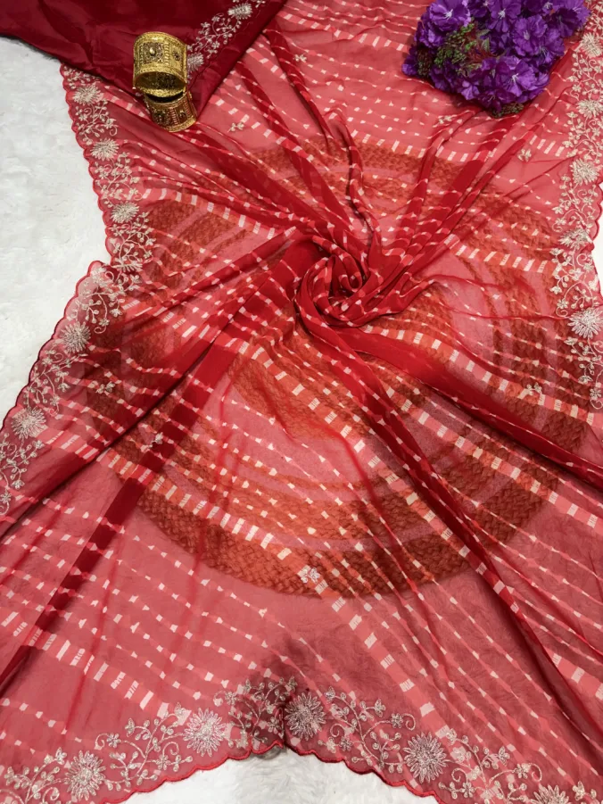 NEELAM TRADERS NEW LAUNCH Sawan Special Rajasthani Laheriya saree in soft georgette fabric with pittan work all over