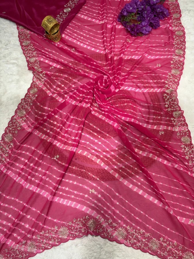 NEELAM TRADERS NEW LAUNCH Sawan Special Rajasthani Laheriya saree in soft georgette fabric with pittan work all over