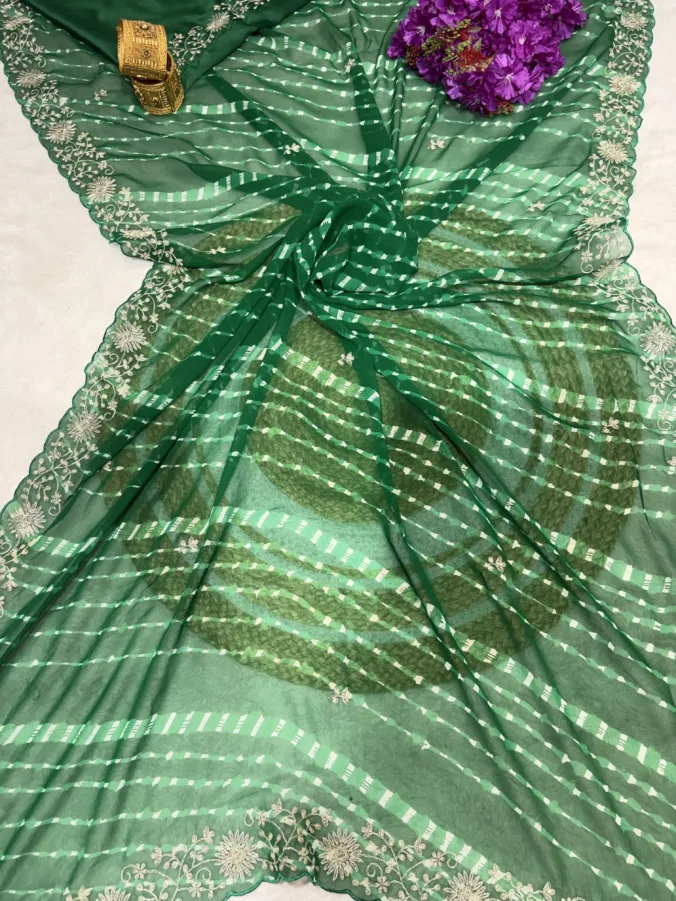 NEELAM TRADERS NEW LAUNCH Sawan Special Rajasthani Laheriya saree in soft georgette fabric with pittan work all over