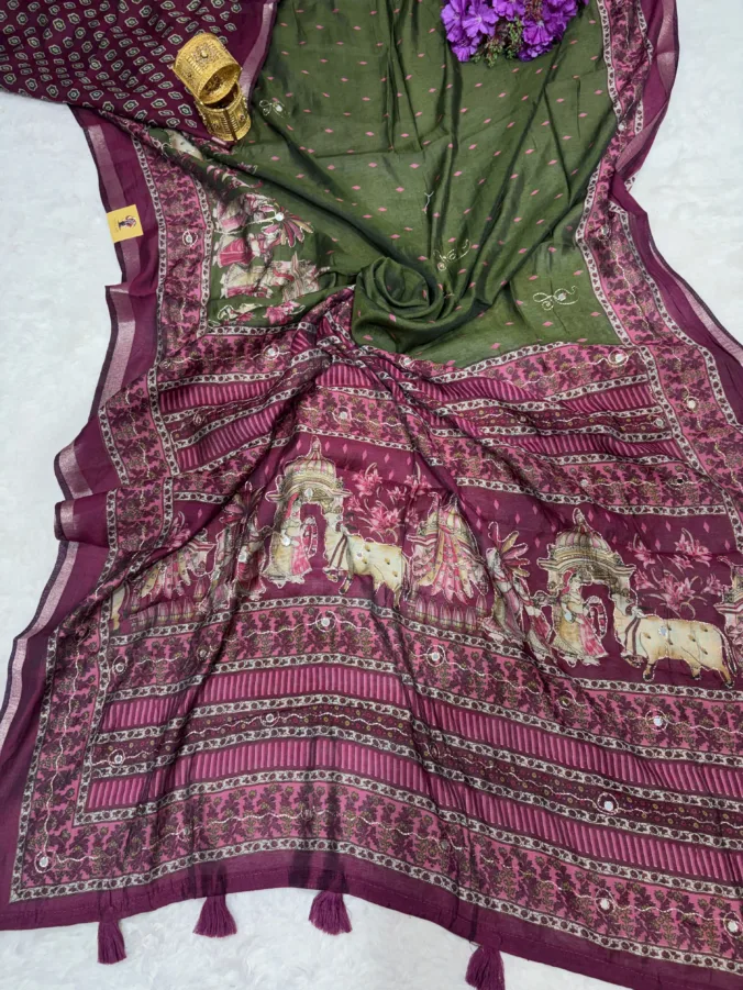 NEELAM TRADERS NEW LAUNCH KALAMKARI SAREE WITH MIRROR AND THREAD WORK ALL OVER IN MUL COTTON FABRIC