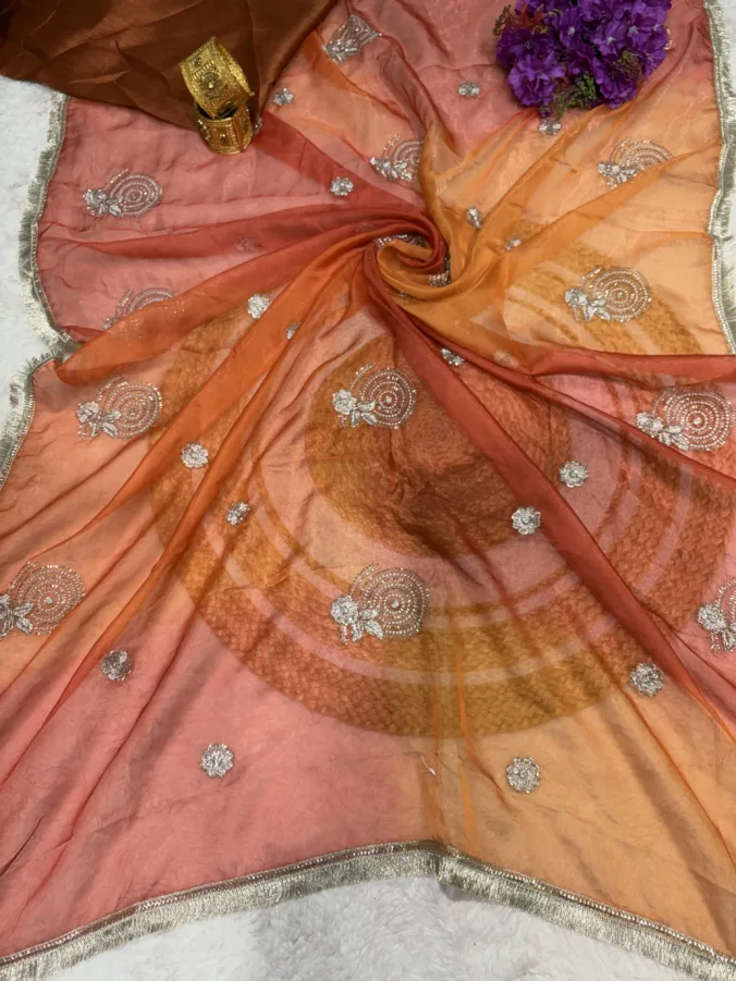 NEELAM TRADERS NEW LAUNCH Rajputi saree with kasida butta work all over in soft silk fabric