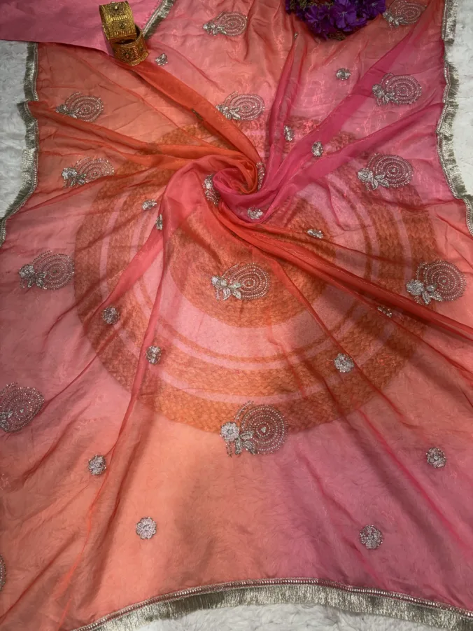 NEELAM TRADERS NEW LAUNCH Rajputi saree with kasida butta work all over in soft silk fabric