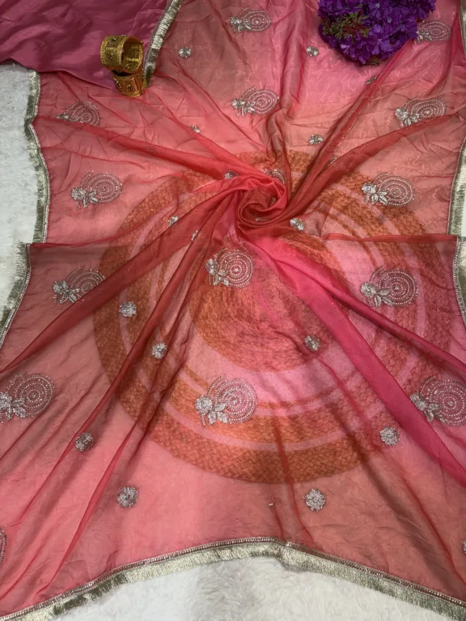 NEELAM TRADERS NEW LAUNCH Rajputi saree with kasida butta work all over in soft silk fabric