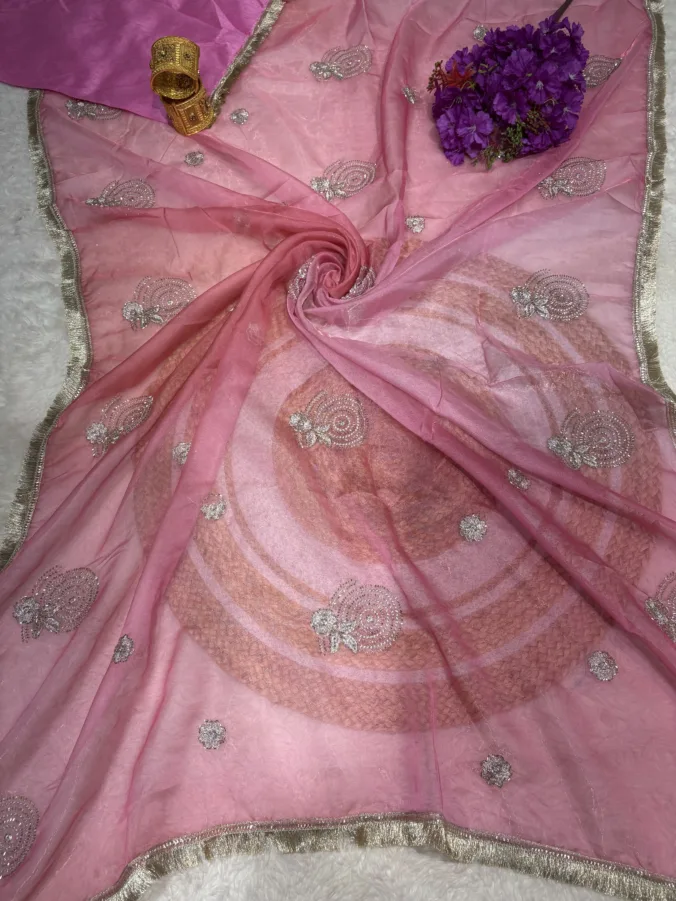 NEELAM TRADERS NEW LAUNCH Rajputi saree with kasida butta work all over in soft silk fabric
