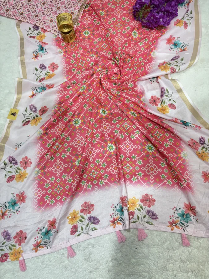 NEELAM TRADERS NEW LAUNCH patola hand paint saree with heavy zari weaving border in soft cotton silk fabric