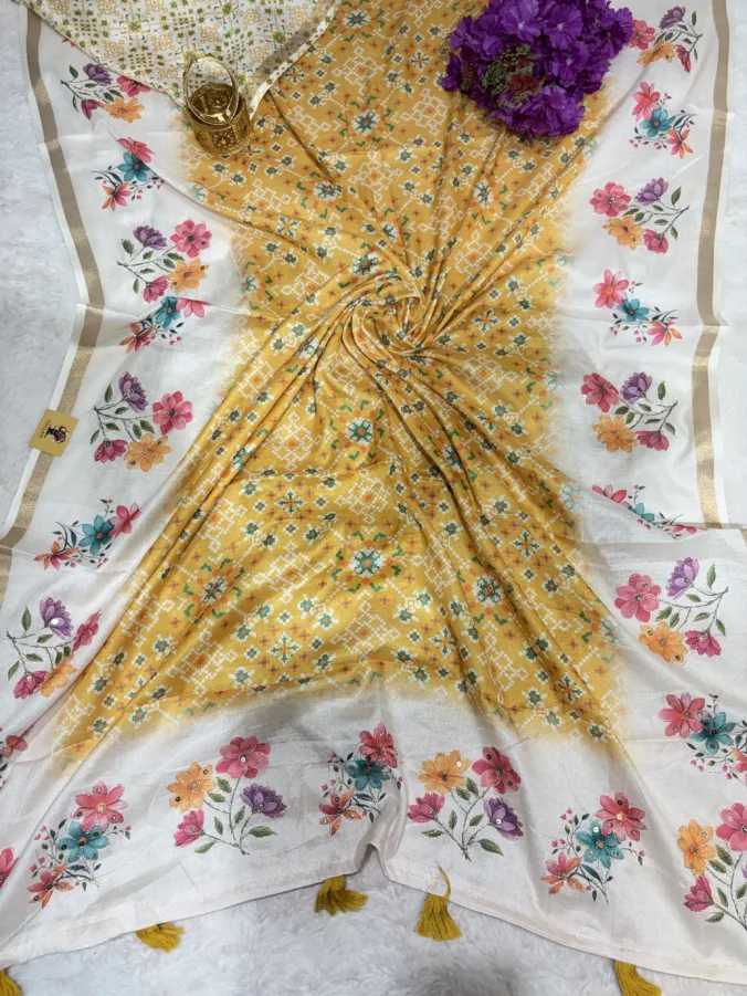 NEELAM TRADERS NEW LAUNCH patola hand paint saree with heavy zari weaving border in soft cotton silk fabric