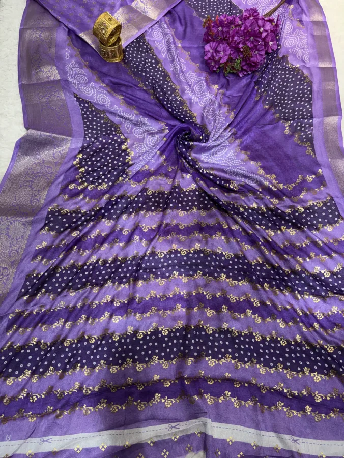 NEELAM TRADERS NEW LAUNCH New bandhej saree with heavy zari weaving border in soft georgette fabric