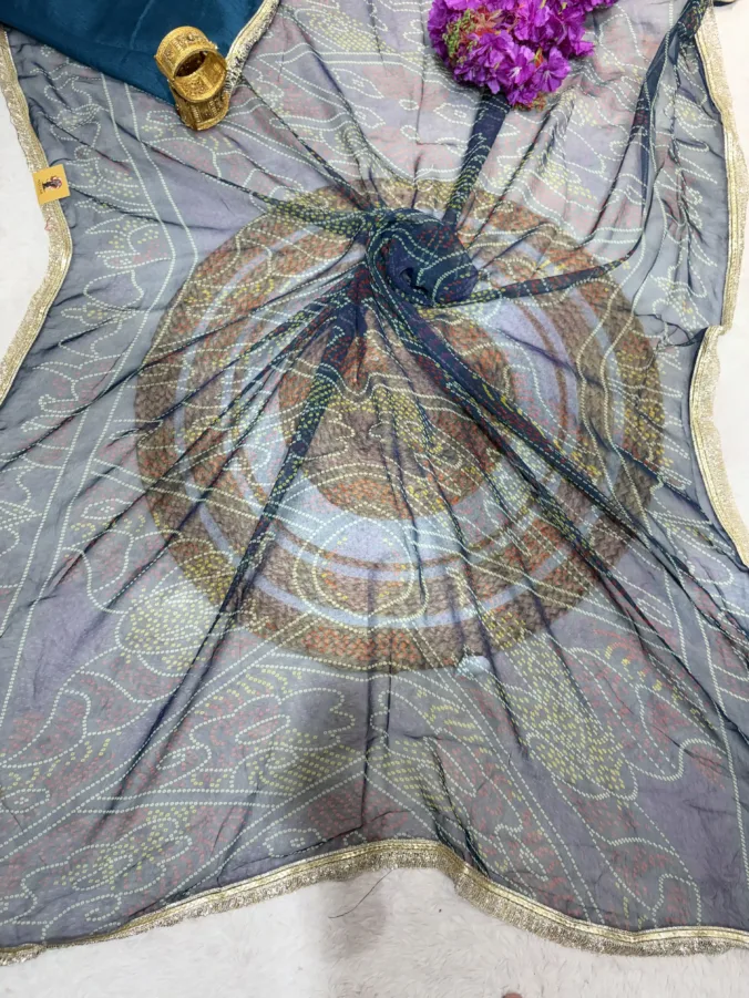 NEELAM TRADERS NEW LAUNCH Shekhawati bandhej saree in soft chiffon fabric with kiran less all over