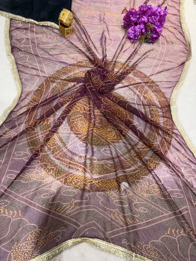 NEELAM TRADERS NEW LAUNCH Shekhawati bandhej saree in soft chiffon fabric with kiran less all over