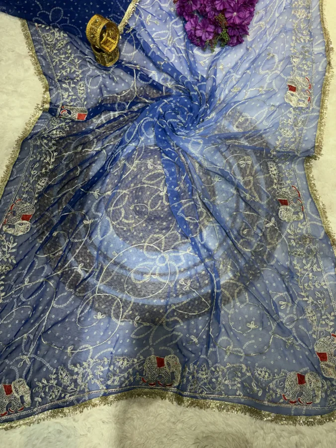 NEELAM TRADERS NEW LAUNCH Trending Darbari saree with light to dark shade color with pittan work all over in super soft Chiffon fabric
