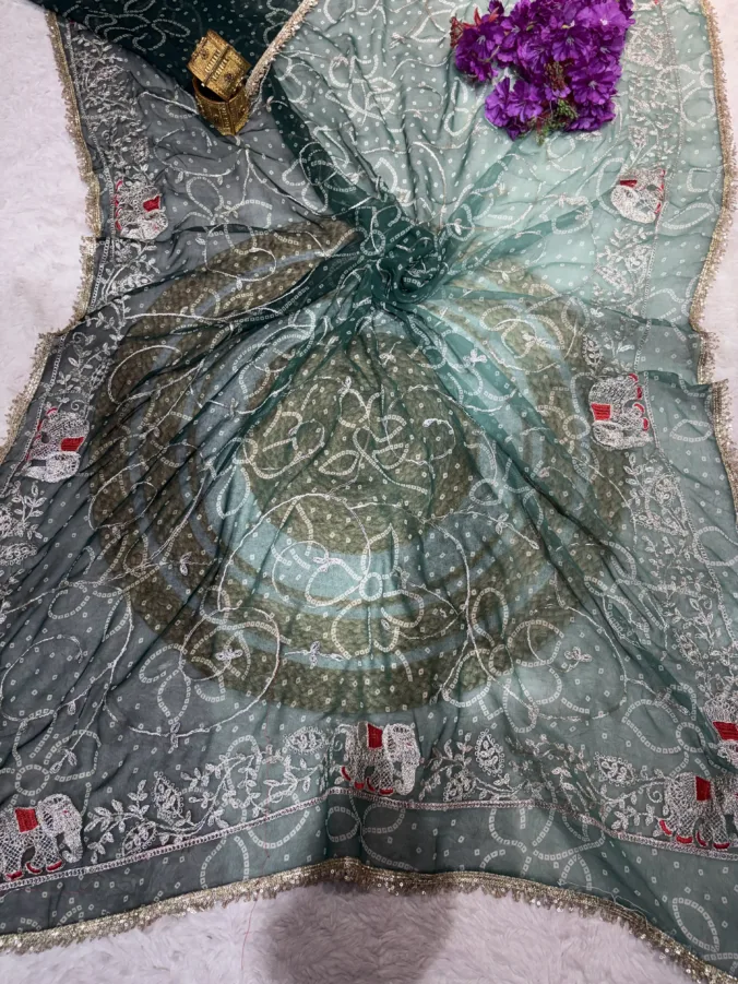 NEELAM TRADERS NEW LAUNCH Trending Darbari saree with light to dark shade color with pittan work all over in super soft Chiffon fabric