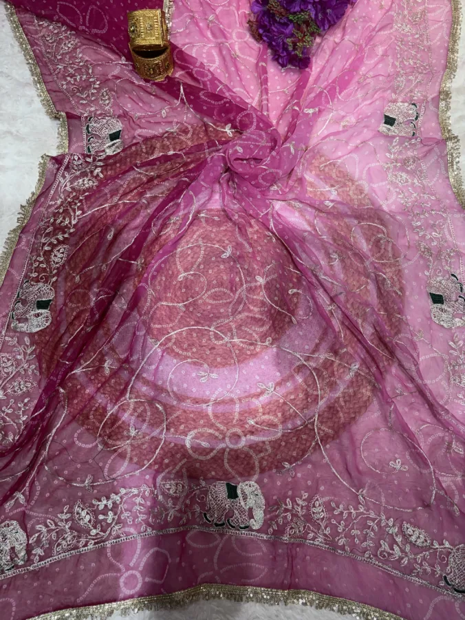 NEELAM TRADERS NEW LAUNCH Trending Darbari saree with light to dark shade color with pittan work all over in super soft Chiffon fabric