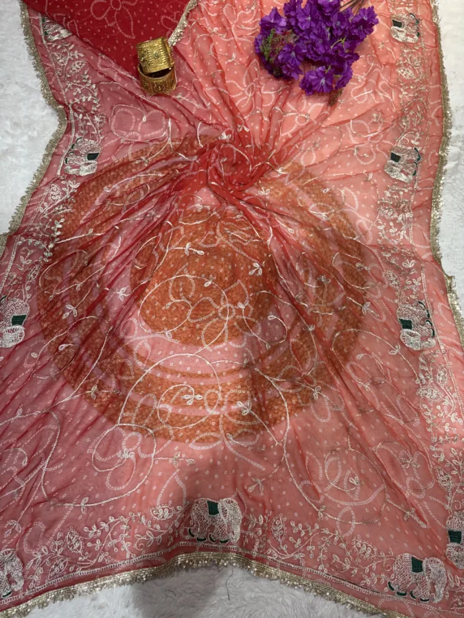 NEELAM TRADERS NEW LAUNCH Trending Darbari saree with light to dark shade color with pittan work all over in super soft Chiffon fabric