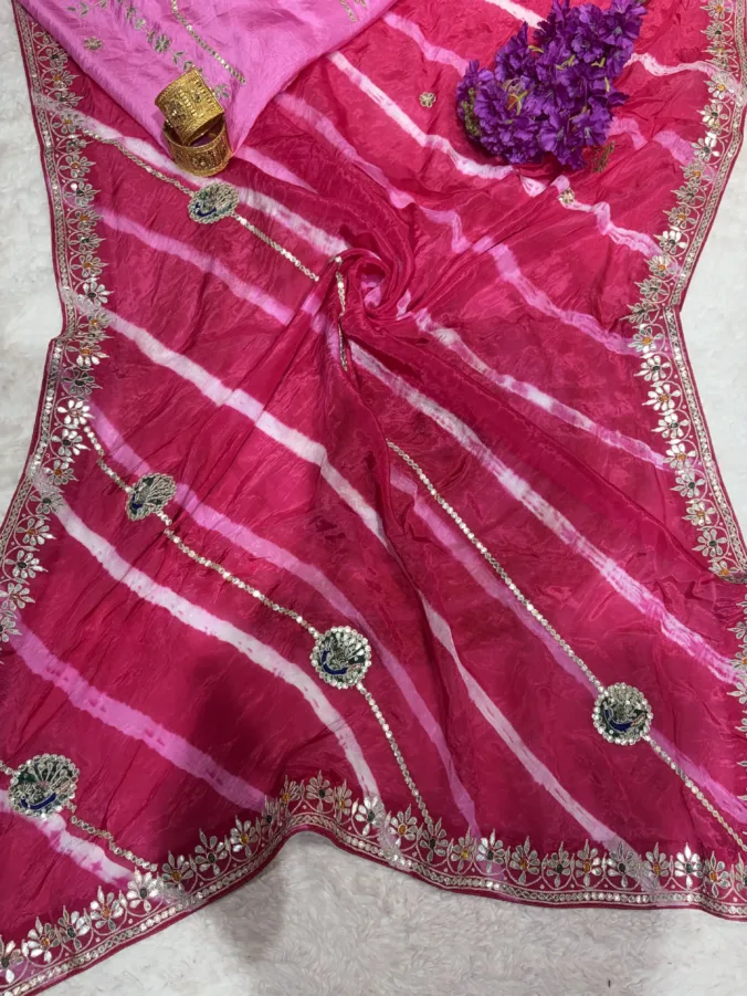NEELAM TRADERS NEW LAUNCH Pure laheriya saree with orginal hand made gotta patti work