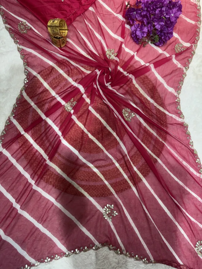 NEELAM TRADERS NEW LAUNCH Viral handwork laheriya saree in chiffon fabric