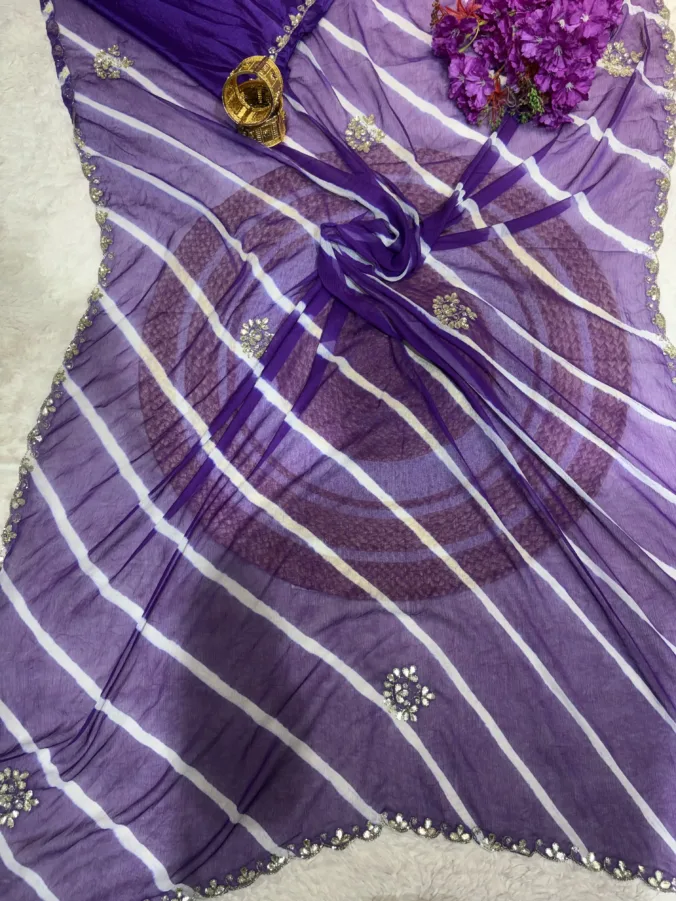 NEELAM TRADERS NEW LAUNCH Viral handwork laheriya saree in chiffon fabric