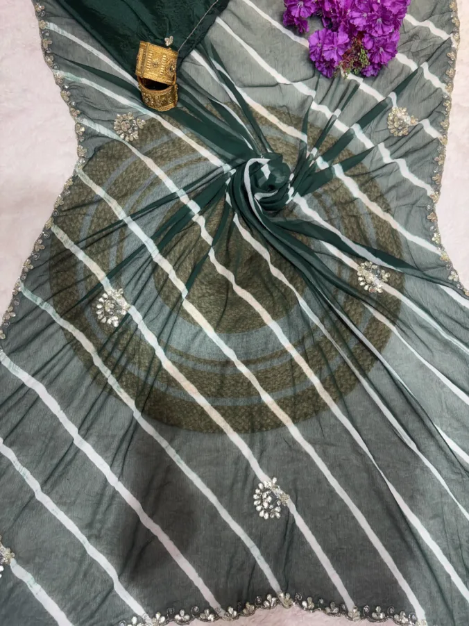 NEELAM TRADERS NEW LAUNCH Viral handwork laheriya saree in chiffon fabric