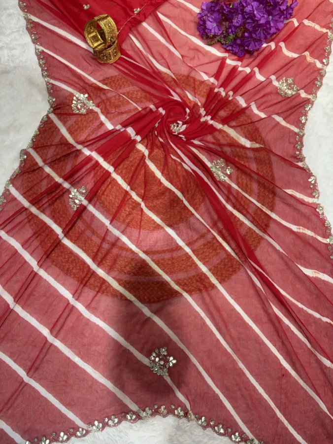 NEELAM TRADERS NEW LAUNCH Viral handwork laheriya saree in chiffon fabric