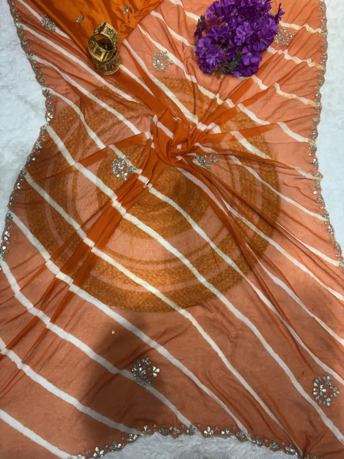 NEELAM TRADERS NEW LAUNCH Viral handwork laheriya saree in chiffon fabric