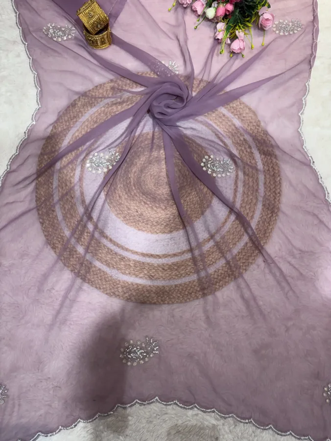 NEELAM TRADERS NEW LAUNCH TRENDING Girlish saree with hantmoti work all over in soft georgette fabric