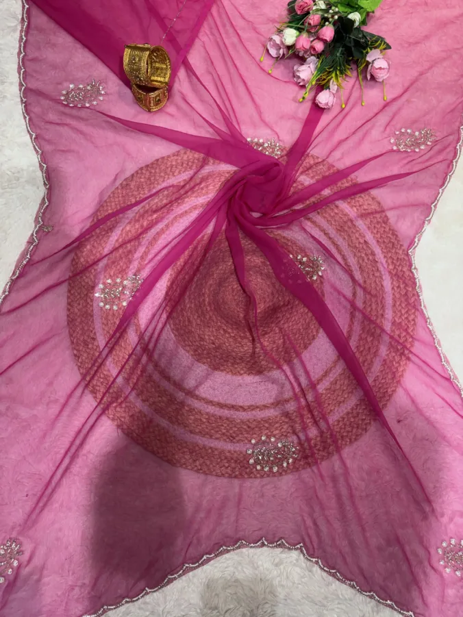 NEELAM TRADERS NEW LAUNCH TRENDING Girlish saree with hantmoti work all over in soft georgette fabric