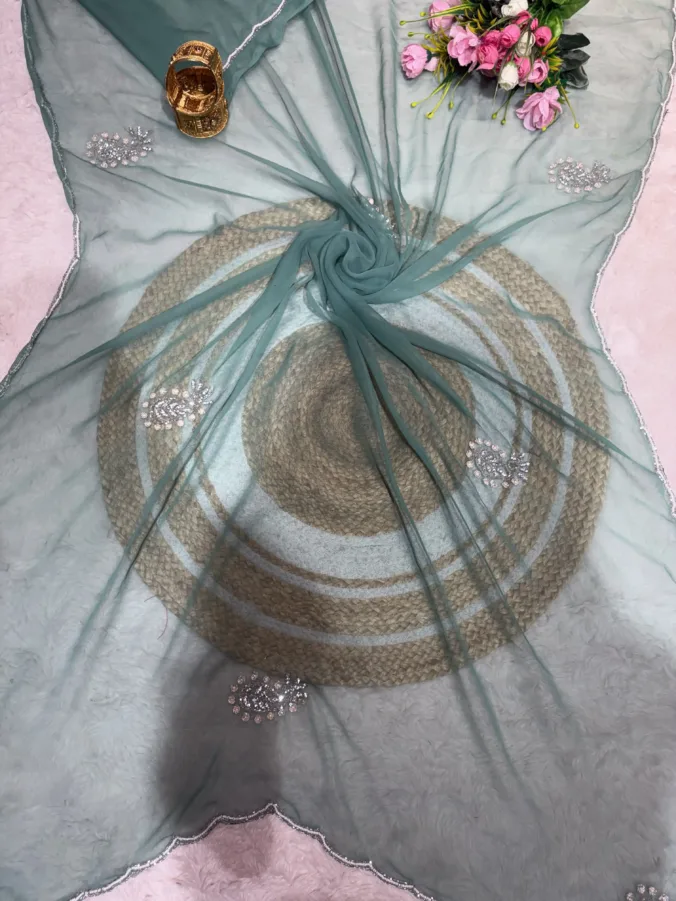 NEELAM TRADERS NEW LAUNCH TRENDING Girlish saree with hantmoti work all over in soft georgette fabric