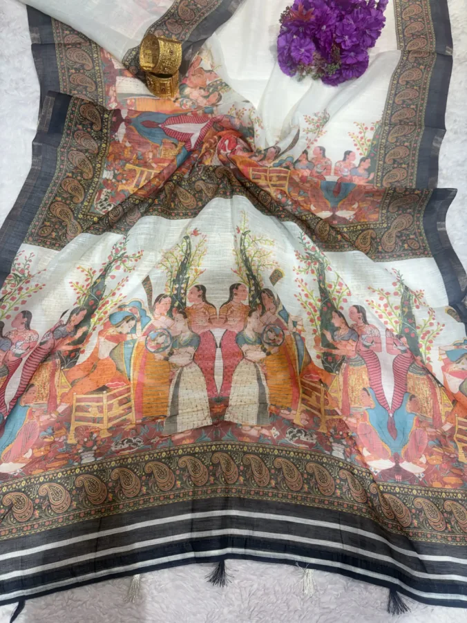 NEELAM TRADERS NEW LAUNCH Restock In Cotton silk saree with kalamkari print all over in off colour