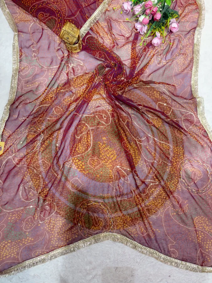 NEELAM TRADERS NEW LAUNCH Shekhawati bandhej saree with aari tari work all over in soft georgette fabric