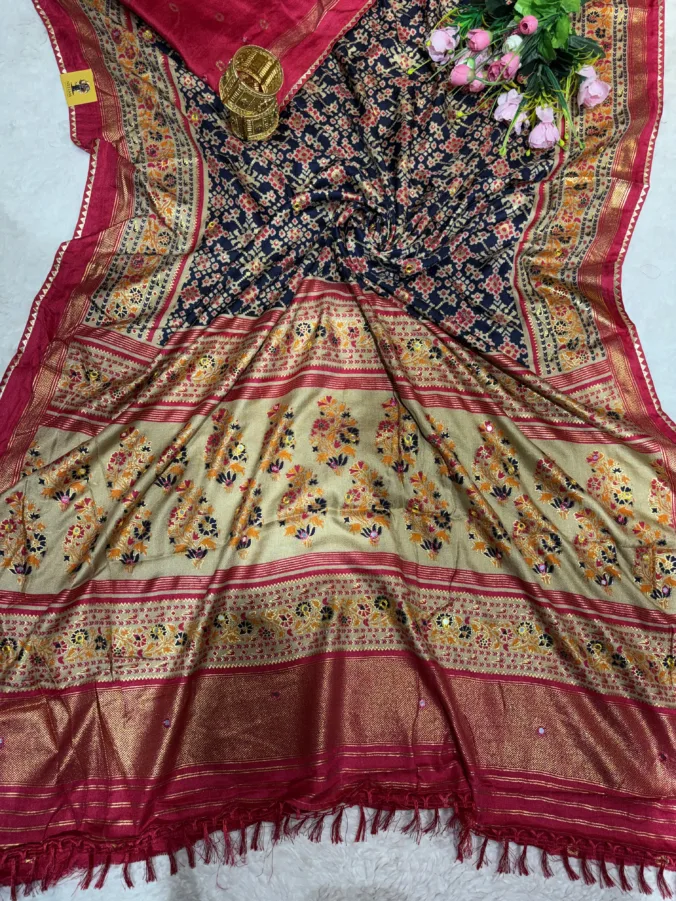 NEELAM TRADERS NEW LAUNCH TRENDING Patola print saree with mirror work all over in soft silk fabric