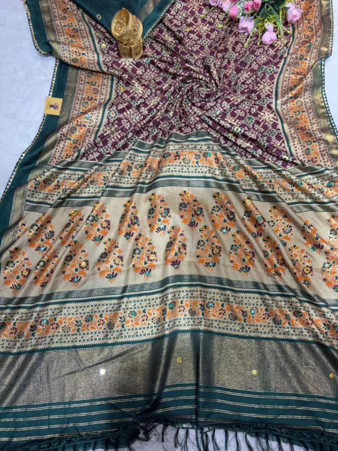 NEELAM TRADERS NEW LAUNCH TRENDING Patola print saree with mirror work all over in soft silk fabric