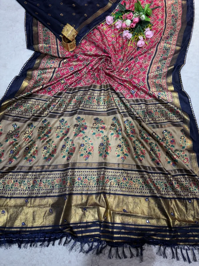 NEELAM TRADERS NEW LAUNCH TRENDING Patola print saree with mirror work all over in soft silk fabric
