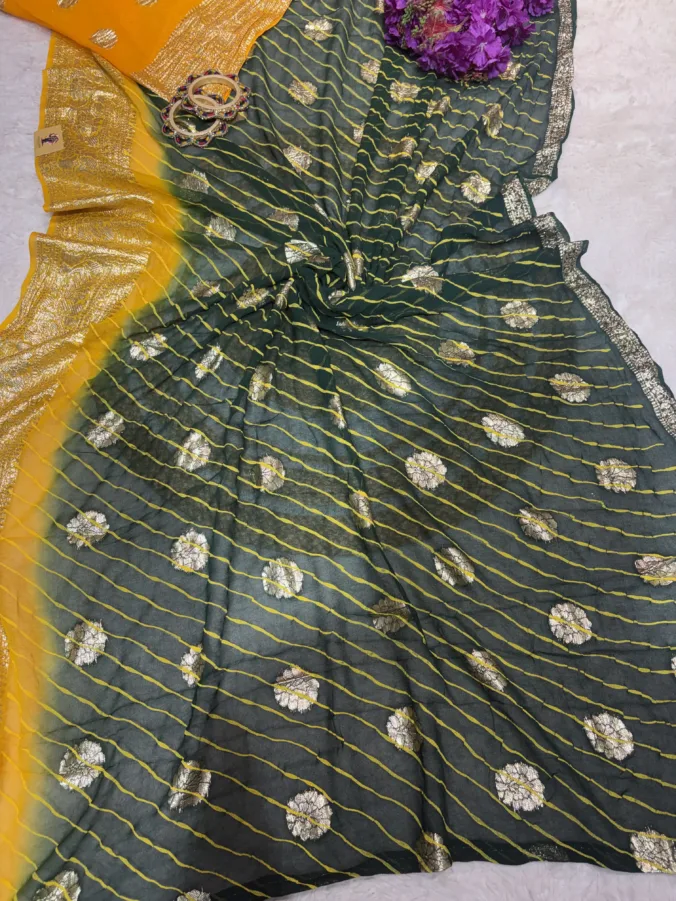 NEELAM TRADERS NEW LAUNCH TRENDING Double dye Lehariya saree in pure georgette fabric with zari viewing concept