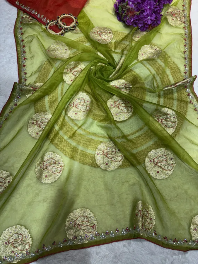 NEELAM TRADERS NEW LAUNCH TRENDING Zari work saree with hand work border in soft tissue fabric