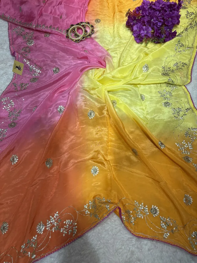 NEELAM TRADERS NEW LAUNCH TRENDING Four dye saree with kasab work and ari work all over in pure fabric