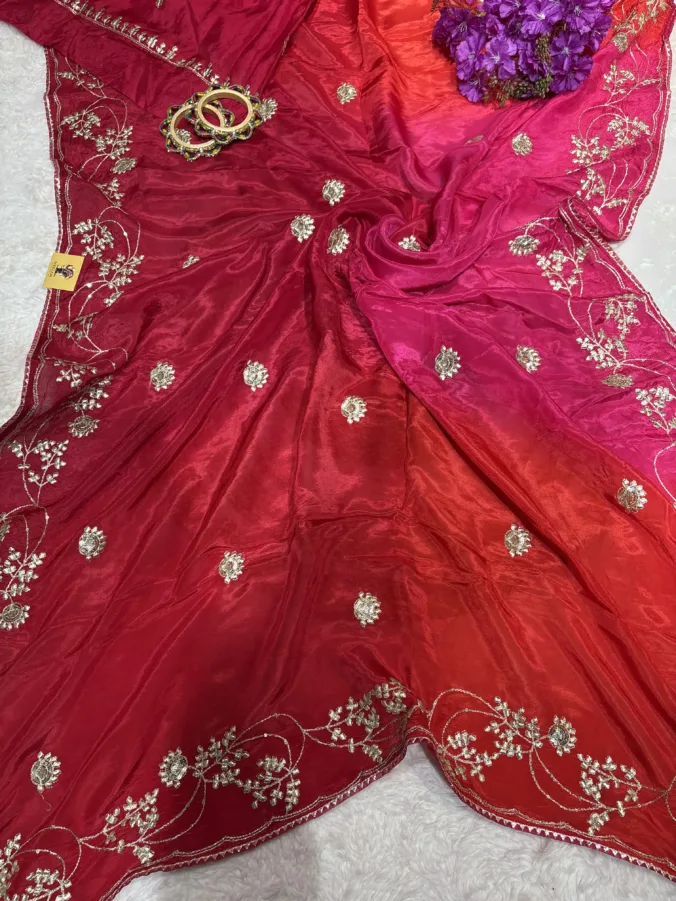 NEELAM TRADERS NEW LAUNCH TRENDING Four dye saree with kasab work and ari work all over in pure fabric