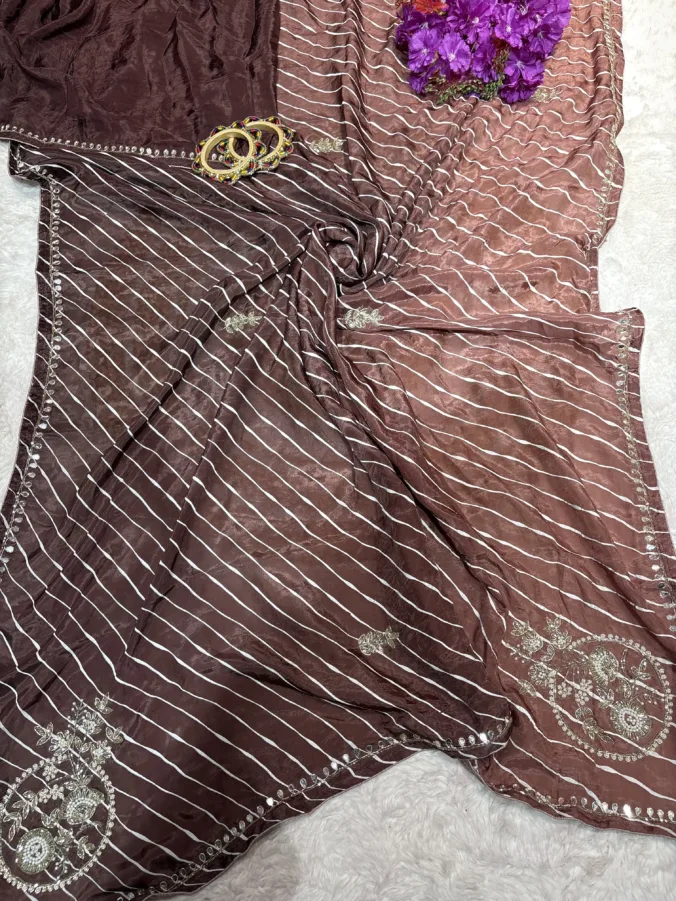 NEELAM TRADERS NEW LAUNCH TRENDING Savan sinjara special lehariya saree with  hand gotta patti work in pure H.O silk fabric