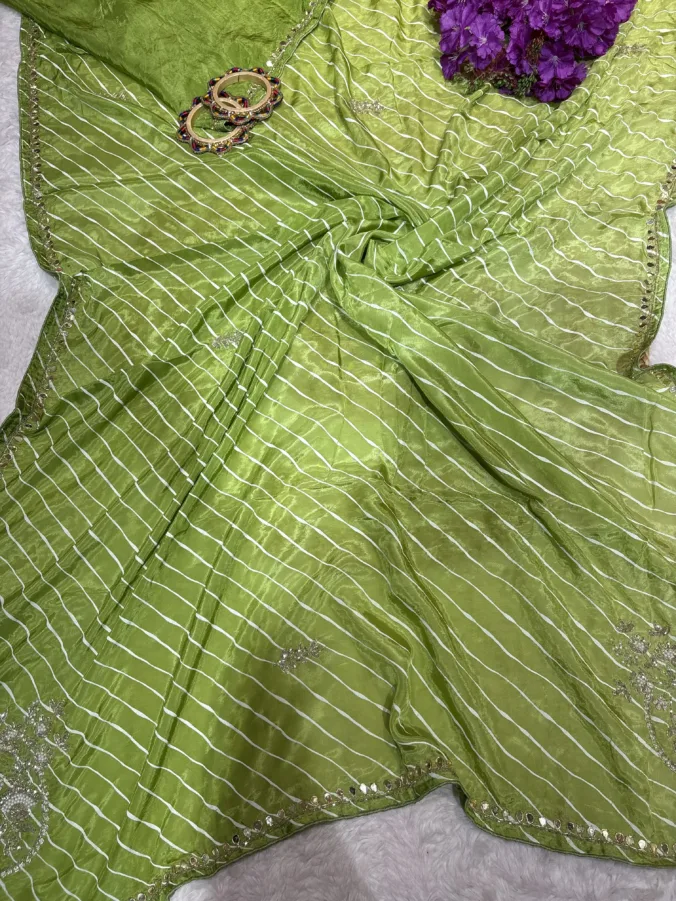 NEELAM TRADERS NEW LAUNCH TRENDING Savan sinjara special lehariya saree with  hand gotta patti work in pure H.O silk fabric