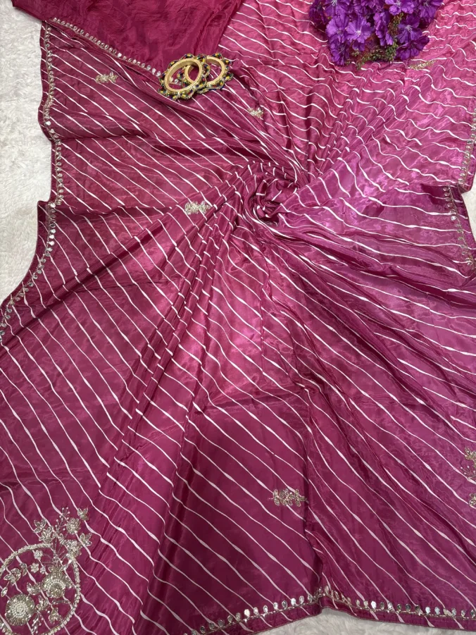 NEELAM TRADERS NEW LAUNCH TRENDING Savan sinjara special lehariya saree with  hand gotta patti work in pure H.O silk fabric