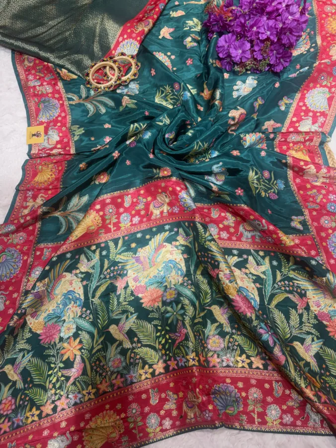 NEELAM TRADERS NEW LAUNCH TRENDING Designer pashmina saree with handloom figure design all over in silk fabric best suits for every occasion