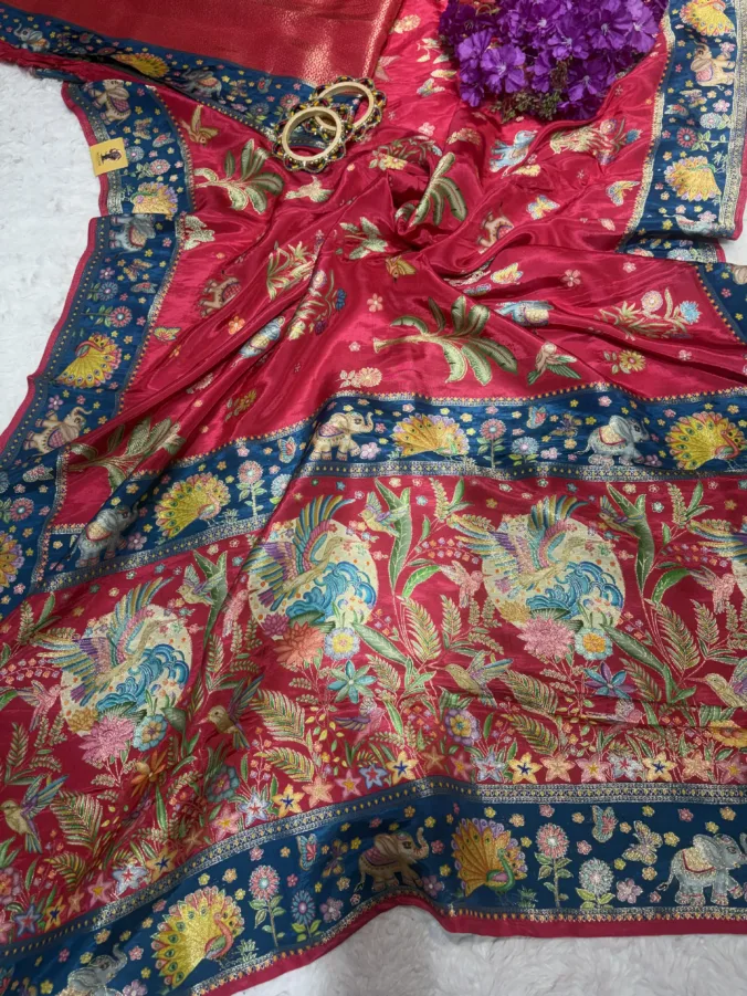 NEELAM TRADERS NEW LAUNCH TRENDING Designer pashmina saree with handloom figure design all over in silk fabric best suits for every occasion